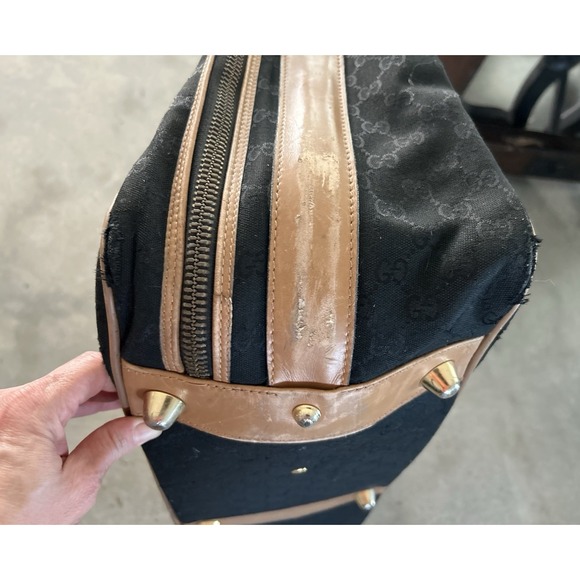 Vintage Gucci Line Sherry? GG Black Fabric Luggage Suitcase Travel Set GUC - Picture 9 of 16